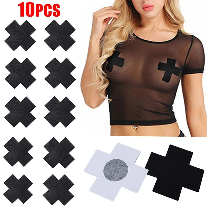 Cubierta de pezón cruzada negra para mujer, parche de pecho desechable Invisible, pegatina para el pecho, lencería sin tirantes, accesorios de sujetador, venta al por mayor
