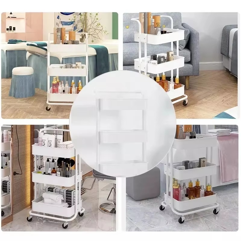 Chariot de salon de coiffure multifonction, outils de beauté, support de rangement, chariot de manucure, évaluation SPA, collecte