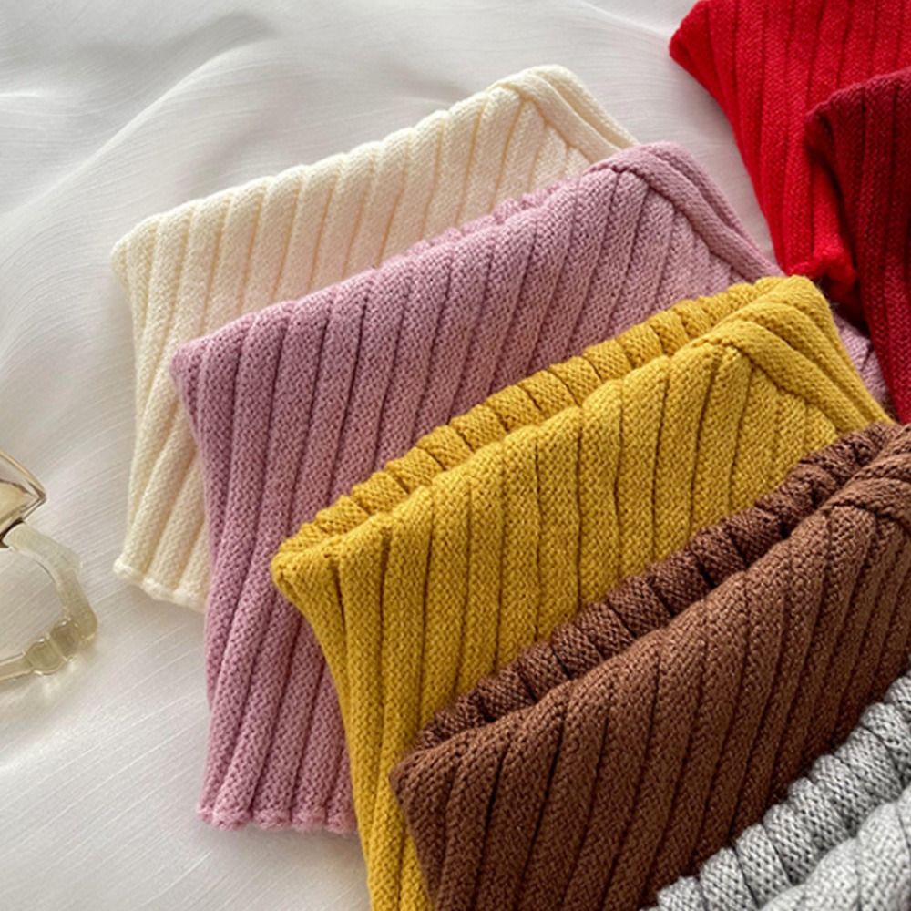 Syal leher Turtleneck kerah palsu rajut, syal penghangat leher Turtleneck modis musim dingin dapat dilepas tahan angin untuk wanita