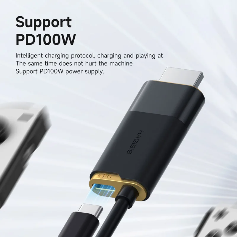Hagibis Switch Dock for Nintendo Switch/OLED/Switch2 USB C to HDMI Cable Adapter 8K@60Hz HDR 100W PD for Laptop SteamDeck ROG
