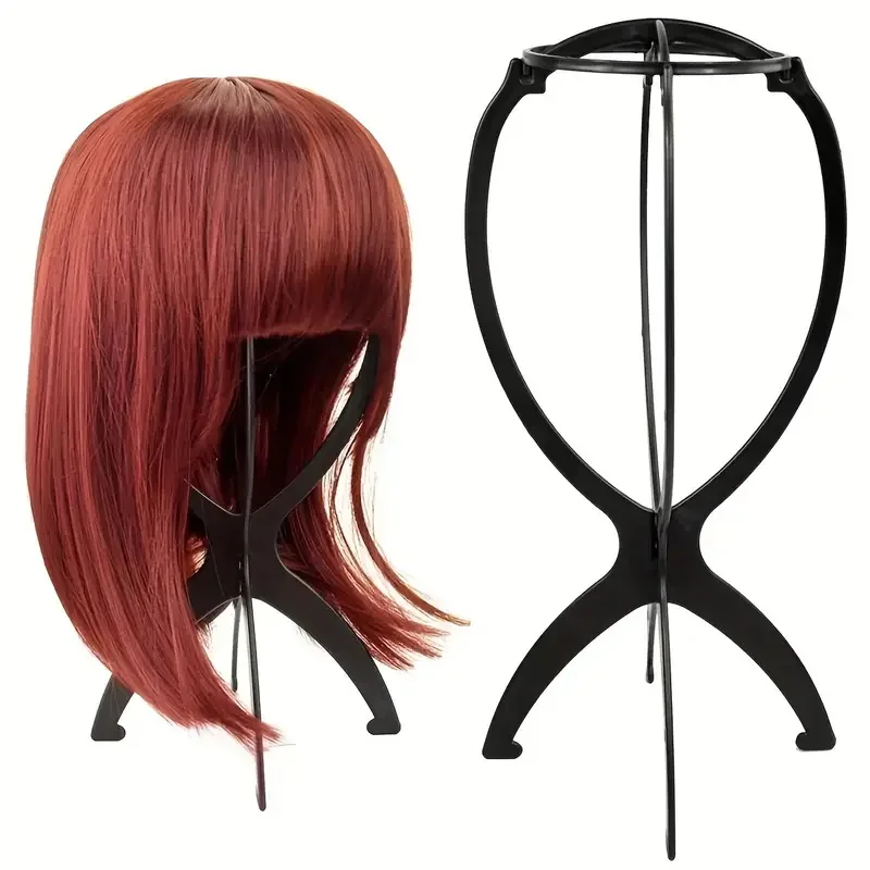 1 pz supporto per parrucca pieghevole di colore nero/rosa supporto per parrucca in plastica pieghevole portatile per parrucca da donna con display per lo styling