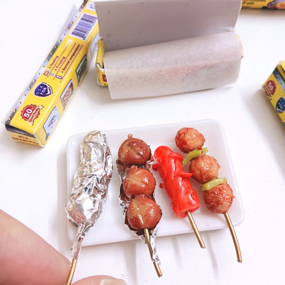 새로운 1/6 스케일 인형 집 미니어처 비 스틱 요리 종이/알루미늄 Foll 미니 Blyth BJD 인형 집 놀이 장난감을위한 음식 척