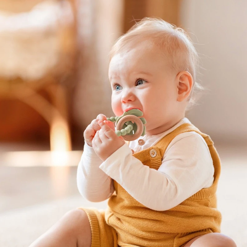 1Pc 아기 실리콘 Teether 장난감 BPA 무료 실리콘 팔찌 잎 젖니가 남 장난감 신생아 선물 장난감에 대 한 나무 반지 간호 치아