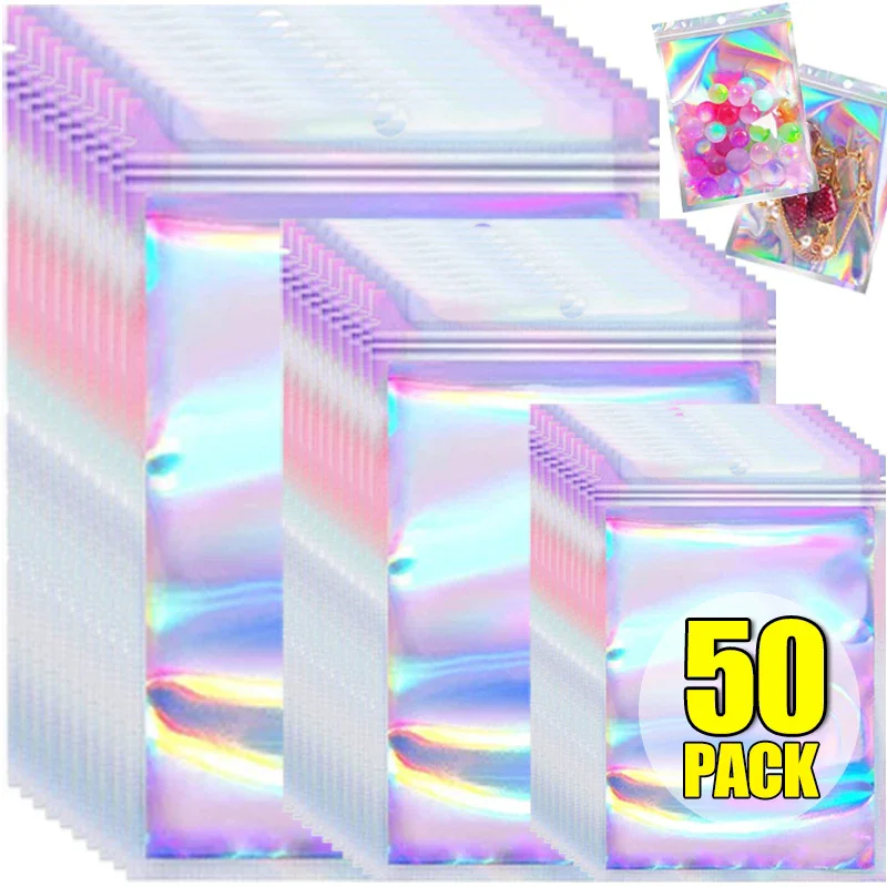 10/30/50 pçs sacos ziplock a laser para colar telefone fone de ouvido saco de armazenamento de plástico transparente jóias cabo de dados embalagem bolha mailers