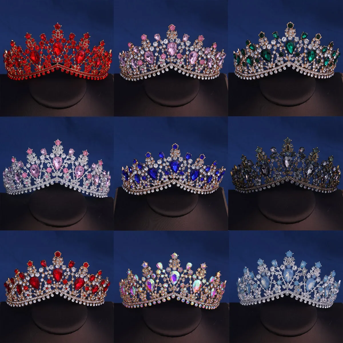 Barocke Kristall Tiaras und Krone Strass Prom Diadem Stirnband Braut Hochzeit Haarschmuck Schmuck Krone Tiara für Frauen