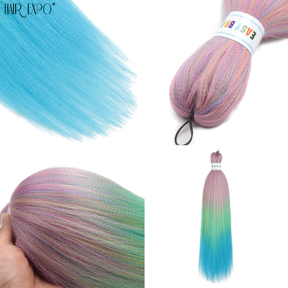 26 インチ簡単三つ編みヘア合成カラフルな事前ストレッチ編組ヘアエクステンションジャンボ三つ編みオンブル焼きロングストレートヘア