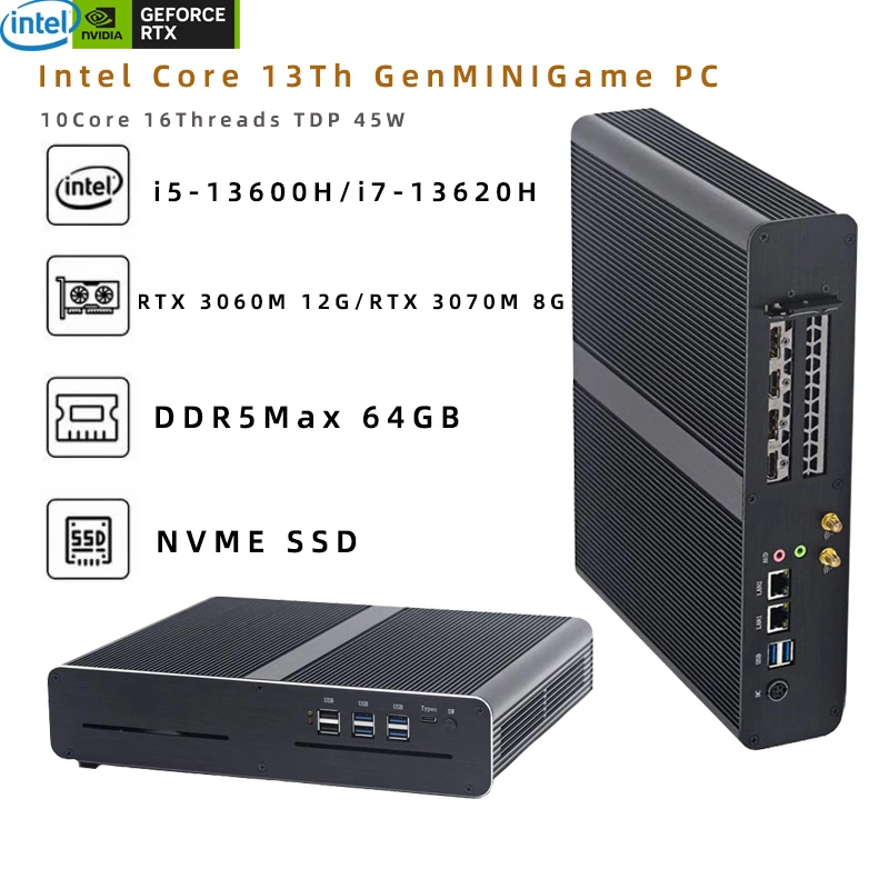 Aittact 13Th Gen Gaming Mini PC Intel Core i7 13620H With Nvidia RTX 3070M 8G/RTX 3060M 12G Windows 11 DDR5 RAM 2*HDMI+2*DP