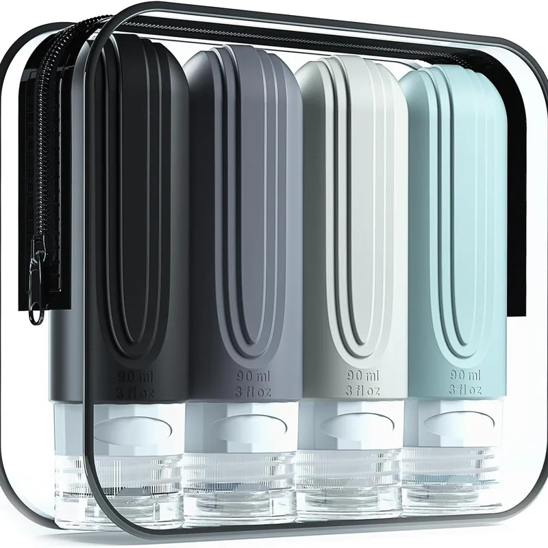 90 Ml/Set Silicone Travel Colorful Cosmetic Empty Bottle Leak-proof Refillable Dispensing Bottle Suitable for shampoo、Hair Condi