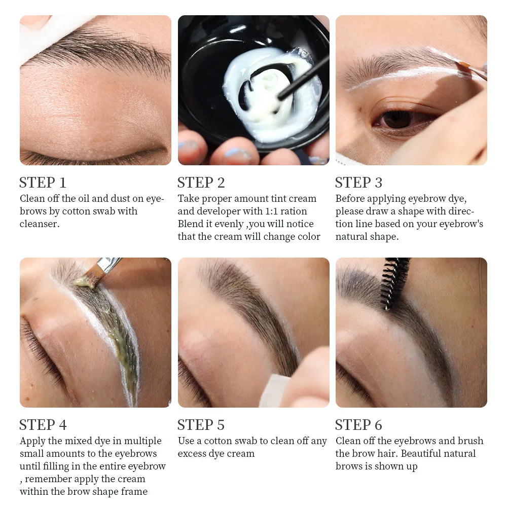 Eyelash Eyebrow Tint Permanent Dye Kit Waterproof Lasting Fast Tint Henna Brow Enhancers Cream Gel Makeup Tool