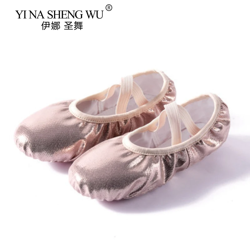 소녀 발레 신발 PU 가죽 발레 댄스 슬리퍼 스플릿 솔 키즈 성인 여성 발레리나 요가 연습 신발 투투 댄스 신발