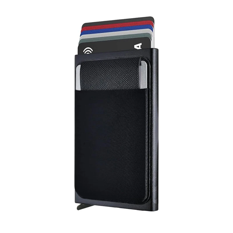 Tarjetero de Metal fino emergente, billetera RFID de aluminio, bolsa trasera elástica, tarjetero de identificación, tarjetero de identificación de viaje