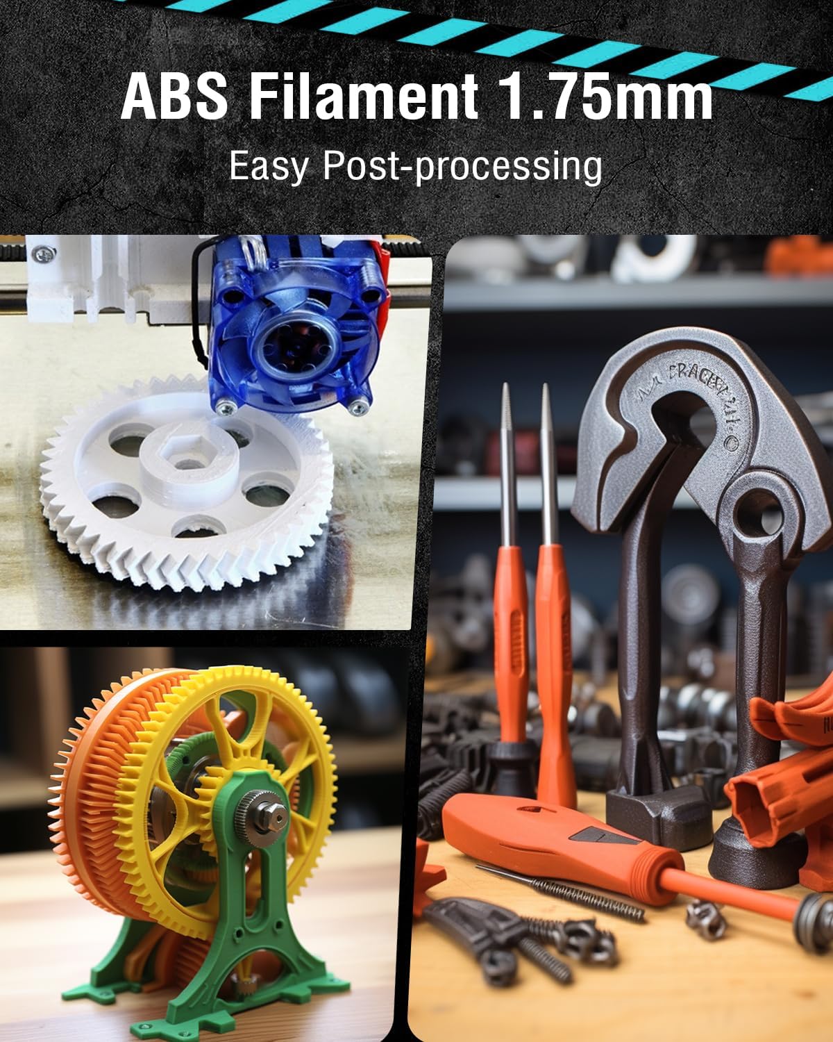 SUNLU 3D Printer Filament 1.75mm 1KG/Rolls Black & White ABS 3D Printing Filament 3D Printing Material for 3D Printer