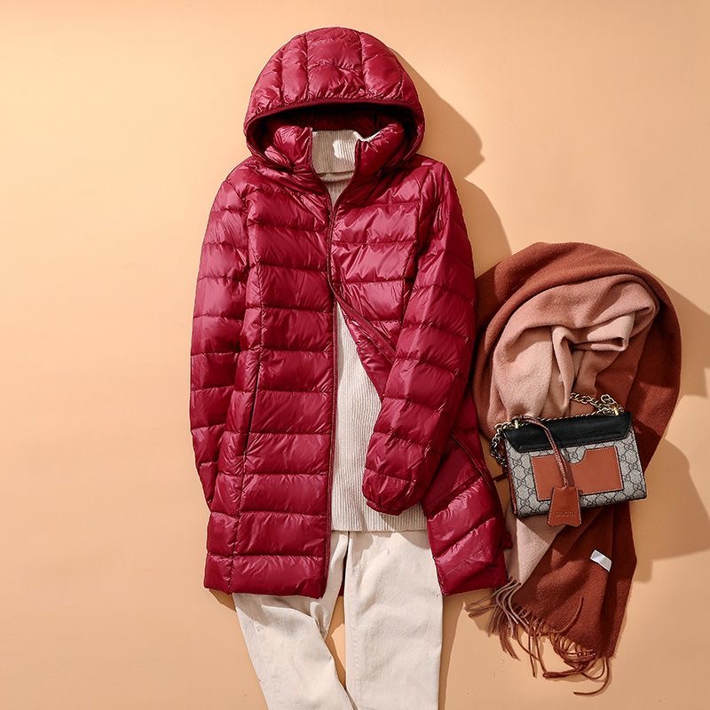 Женский длинный пуховик со съемной крышкой и капюшоном, большого размера