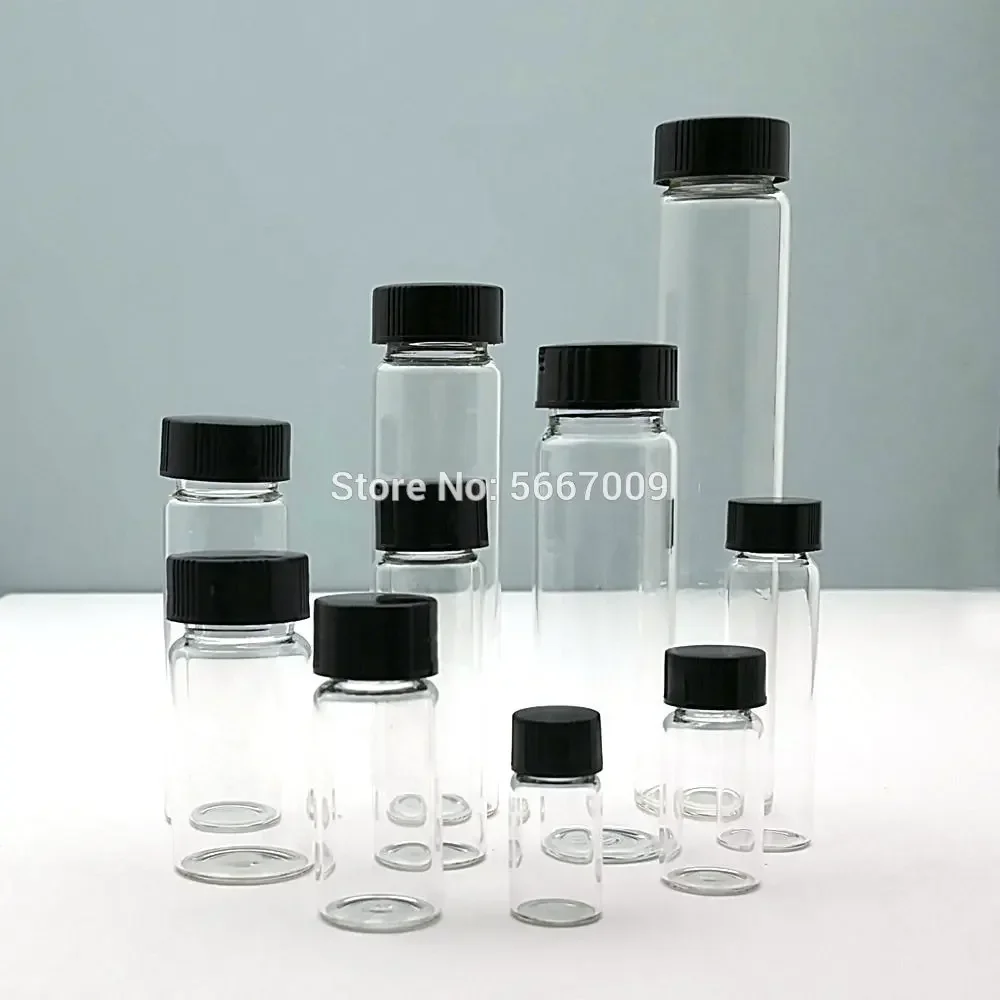 Flacone per campioni in vetro trasparente da 2 ml a 60 ml Flacone per reagenti da laboratorio Piccole fiale medicinali trasparenti per esperimenti chimici
