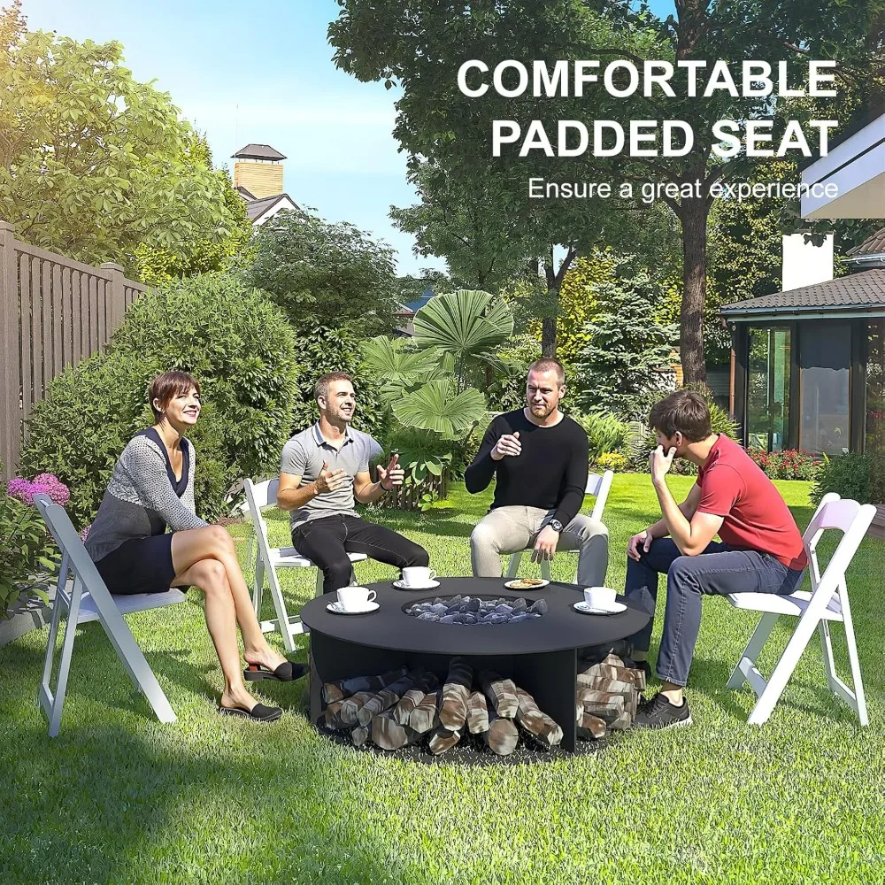 Resin Folding Chairs with Cushion Folding Chairs,Lightweight Plastic Chairs,Comfortable Foldable Chairs for Wedding,Party, Home.