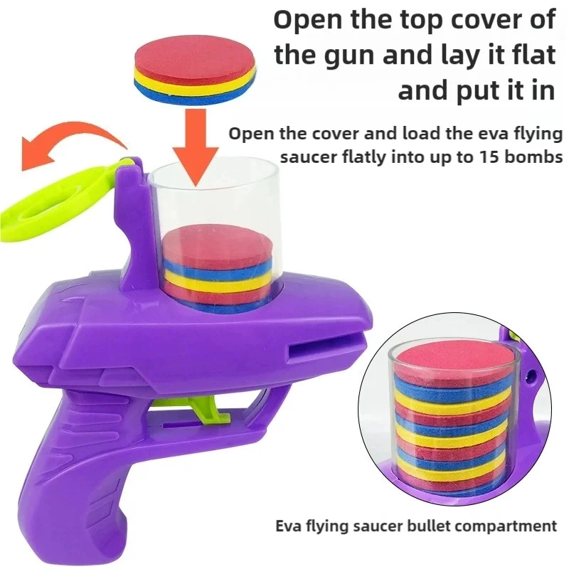 Foam Disc Launcher Toy, Safe Outdoor Flying Disc Game for Family Interactive Play, Soft Shooting Toy for Kids​