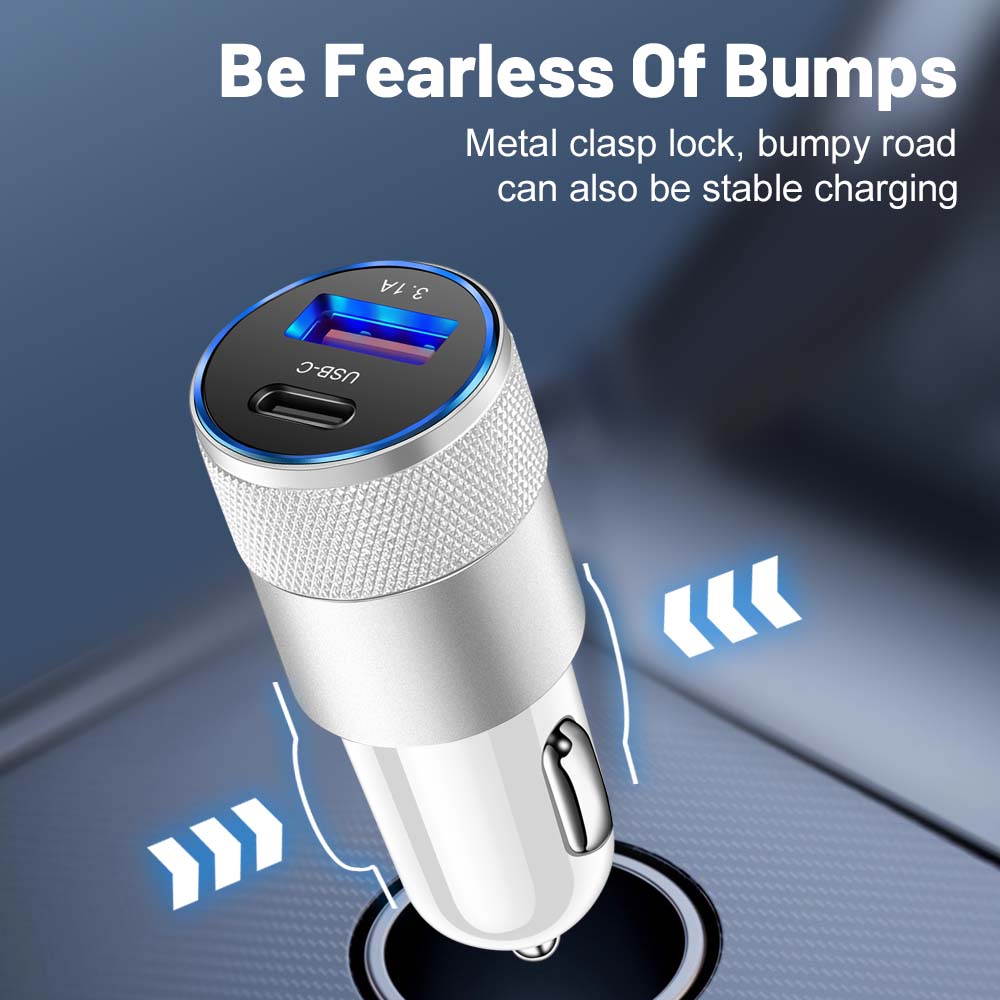 Ładowarka samochodowa USB PD 3.1A typu C Szybkie ładowanie samochodowej ładowarki do telefonu iPhone Xiaomi Huawei Samsung Szybka ładowarka
