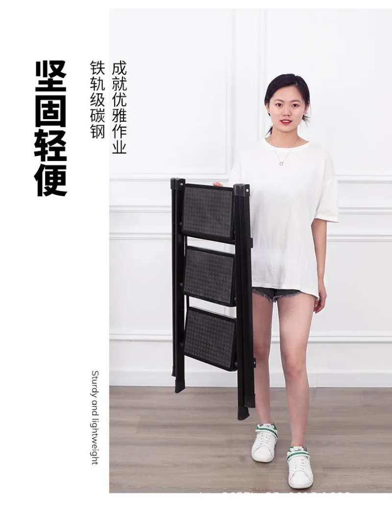 ในร่มพับ Herringbone บันไดครัวเรือนบันไดครัวเรือนหนาอลูมิเนียมบันได Multi-Functional บันไดสตูล