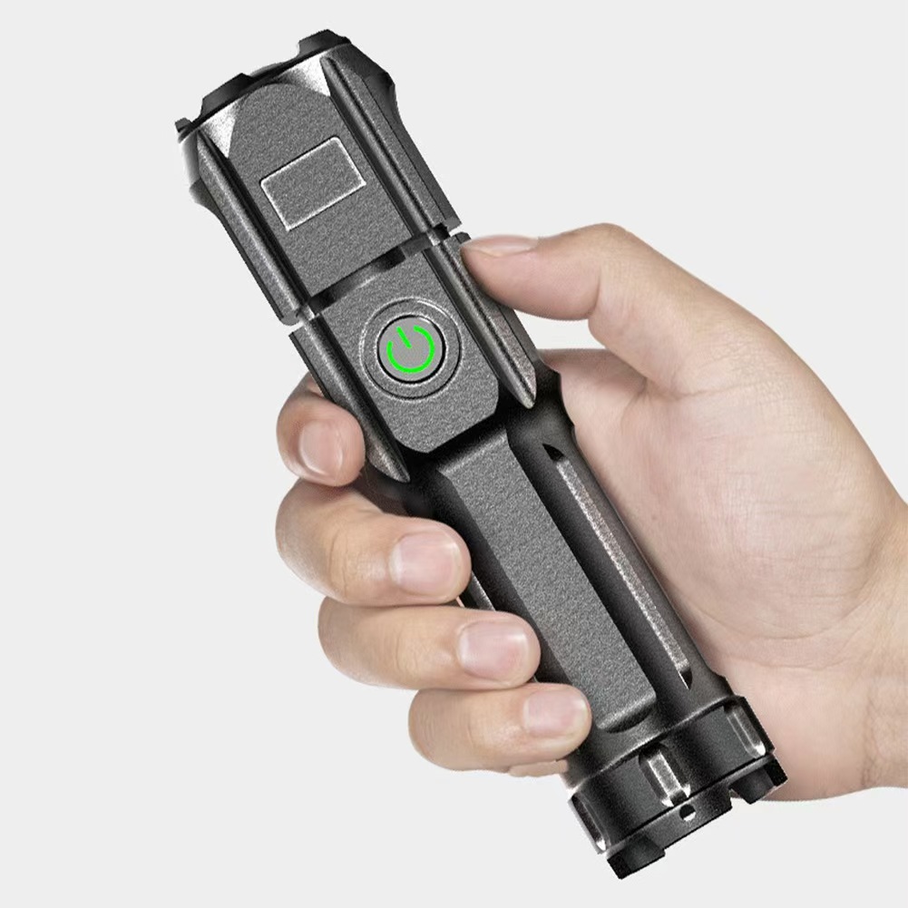 LED Camping Torch Flashlight High Power Rechargeable USB Spotlight Zoom Lantern Built-in Battery For Fishing Outdoor Waterproof