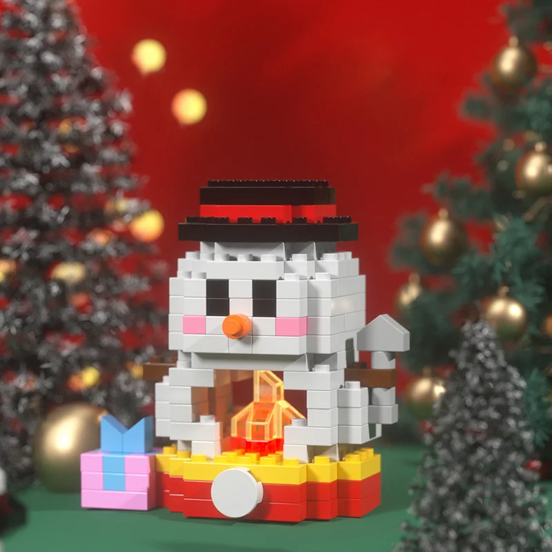 Christmas Building Block Series Santa Claus Reindeer ปริศนาประกอบอิฐตกแต่งตารางของเล่นเด็กสําหรับเด็ก XMAS ของขวัญ