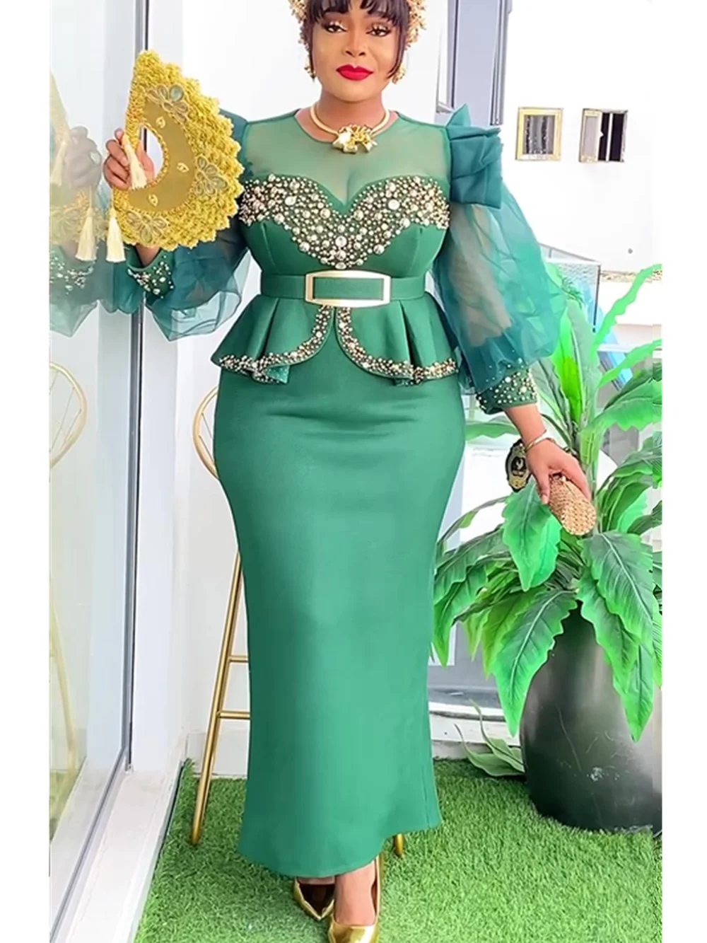 Elegant ชุดแอฟริกันสําหรับผู้หญิง 2025 ใหม่แอฟริกาเสื้อผ้า PLUS ขนาดตุรกีงานแต่งงานชุดยาว Dashiki อังการาชุด Robe