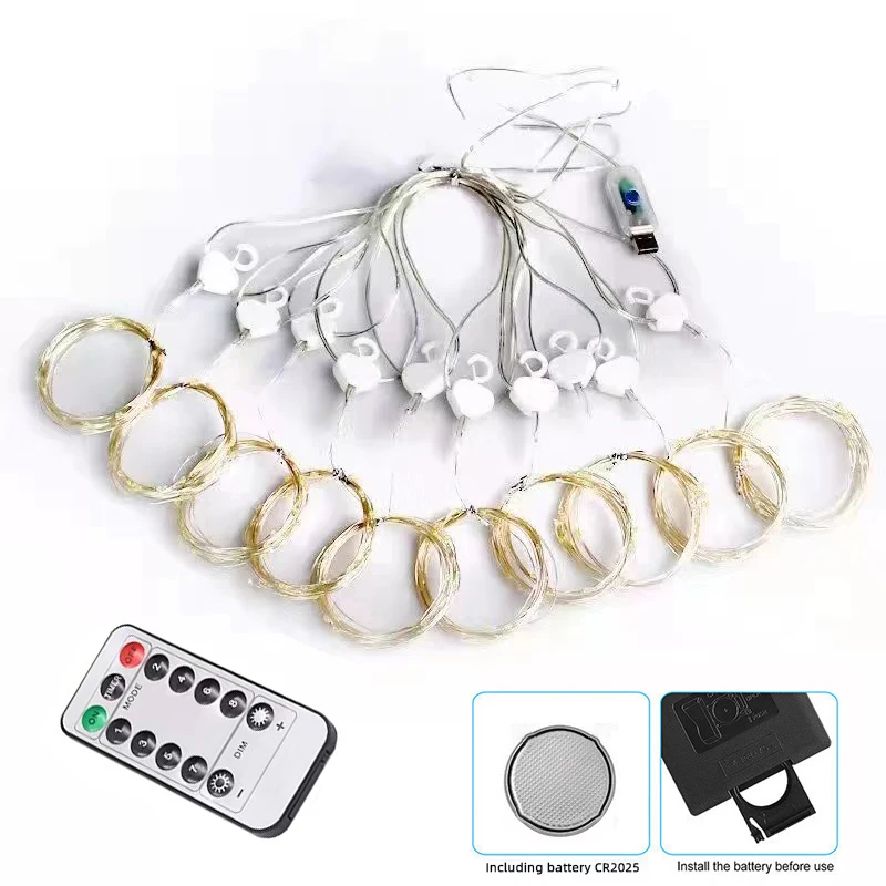 6M/3M New Year Lights Curtains for Windows Led Fairy Christmas Light Room String Battery Powered Garland Waterfalls Decorations