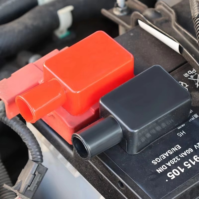 Car Battery Pole Positive and Negative Protection Cover Soft Plastic Flexible Battery Terminal Insulator Protective 2/4pcs