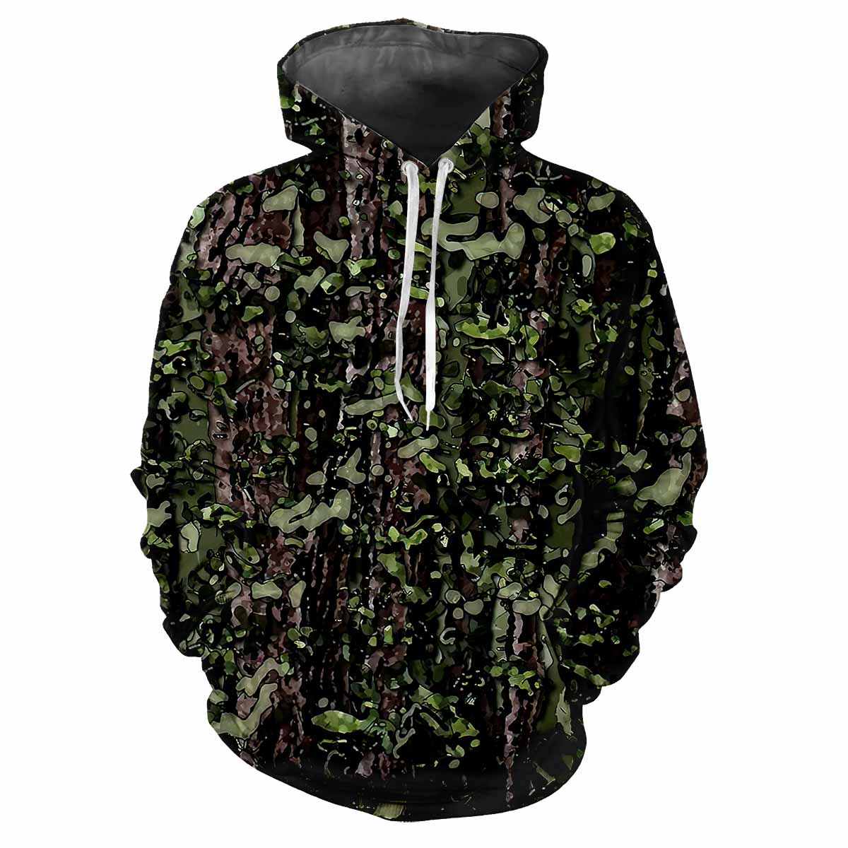 Floresta camuflagem caça animais ao ar livre camuflagem primavera outono moletom com capuz masculino tendência de rua solto confortável roupas casuais