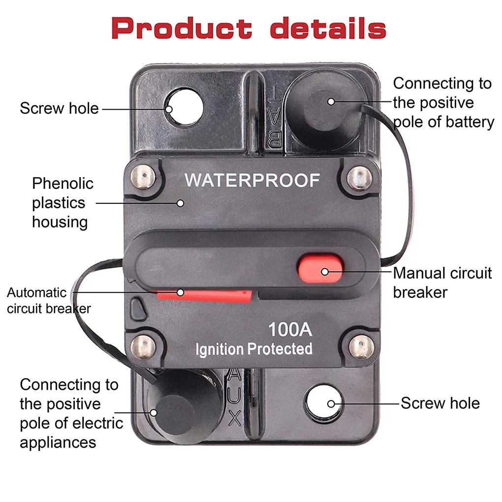150A 200A 250A 300A Fusibile interruttore reset 30A 40A 50A 60A 70A 80A 100A 120A AMP Interruttore automatico per auto barca impermeabile