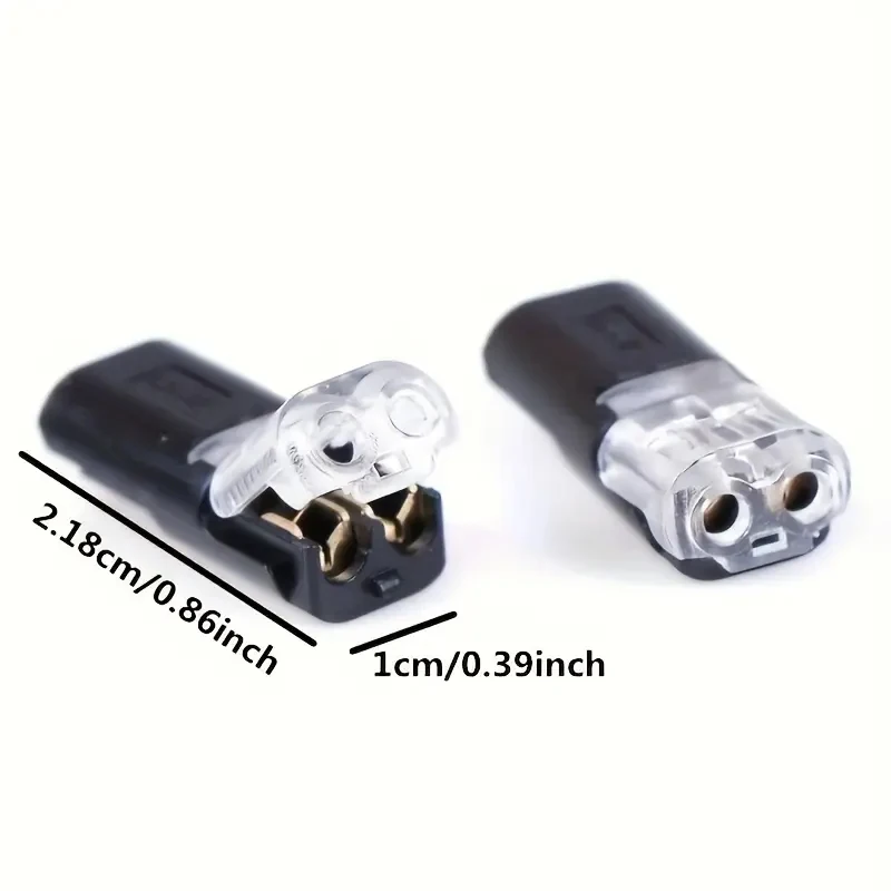 50/100 ต่อแพ็ค H2 2-Pin Plug-In Wire Connector, ทองแดงหุ้มฉนวนไนลอน Quick Connection Terminal Block, เหมาะสําหรับสายแรงดันต่ํา, ไม่ต้องใช้โหมดพลังงาน, ไม่มีชิ้นส่วนอิเล็กทรอนิกส์