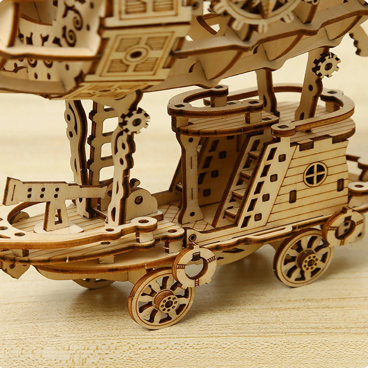 เรือเหาะ 3D รถปริศนาไม้ขนาด,ชุดโมเดล DIY,Handcraft ของขวัญ,ตกแต่งบ้าน,Mechanical ชุด,อาคารของเล่น