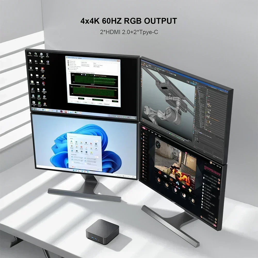 Chatreey T9 Mini PC Intel Alder Lake N100 Windows 11 Ultrakleine zakcomputer Dubbele SSD Volledige functie Type-C 4K 60Hz RGB