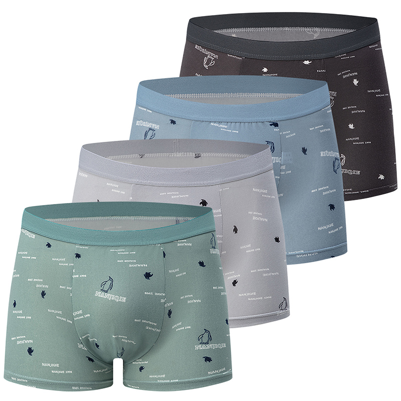 4-delige set casual en modieuze herenboxershorts met print, ondergoed in grote maat, comfortabele sportshorts voor tieners