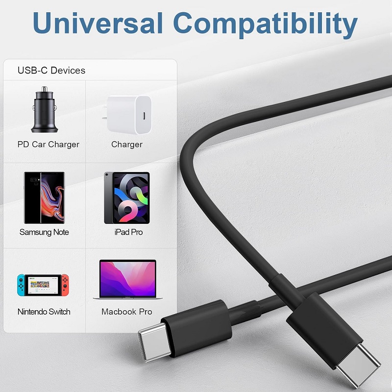 Type C to Type C Cable For IPhone 15 16 PD 60W Fast Charging For Samsung Xiaomi Huawei Type C Data Line White Black 1M 2M 3M