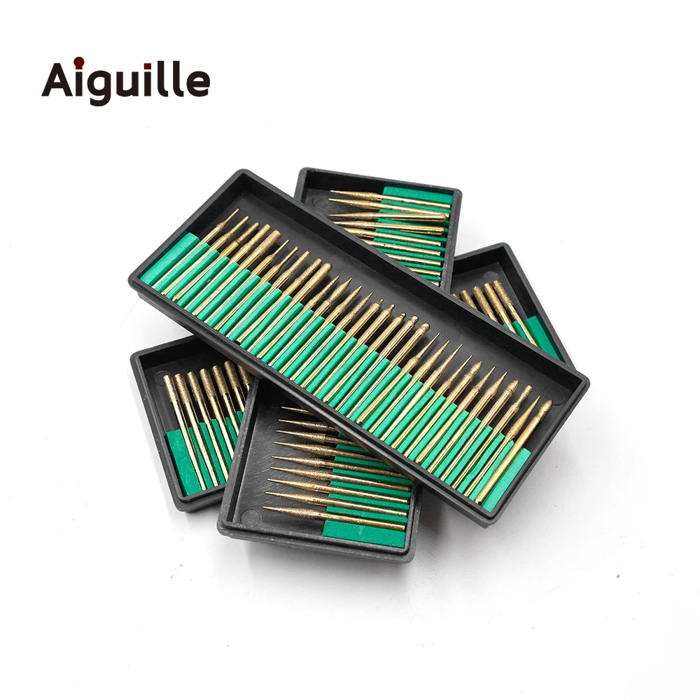 Aiguille-accesorios para herramientas eléctricas Dremel, 30 piezas, 3mm, 120 #, brocas de diamante, muela abrasiva, vástago, grabado de piedra y madera
