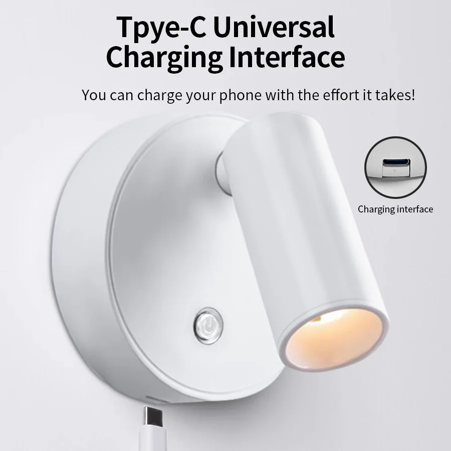 Base magnética usb recarregável led sem fio luz de parede interruptor toque preto branco ouro prateado regulável lâmpada cabeceira para leitura
