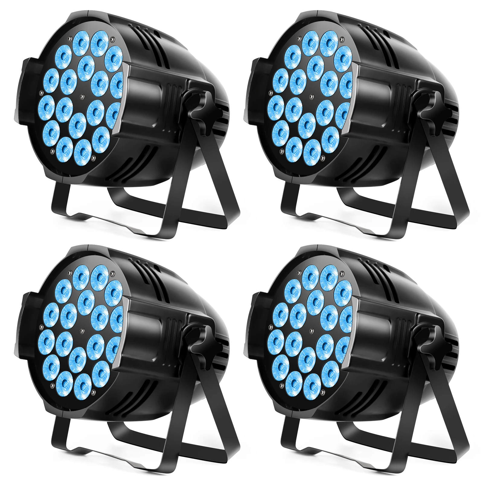 U'King 4 SZT. 200W 18 LED Par Light 4w1 18x8W RGBW Światło Sceniczne DMX 512 Sterowanie 4/8CH Płaskie Oświetlenie Świąteczne DJ Party Disco Lampa