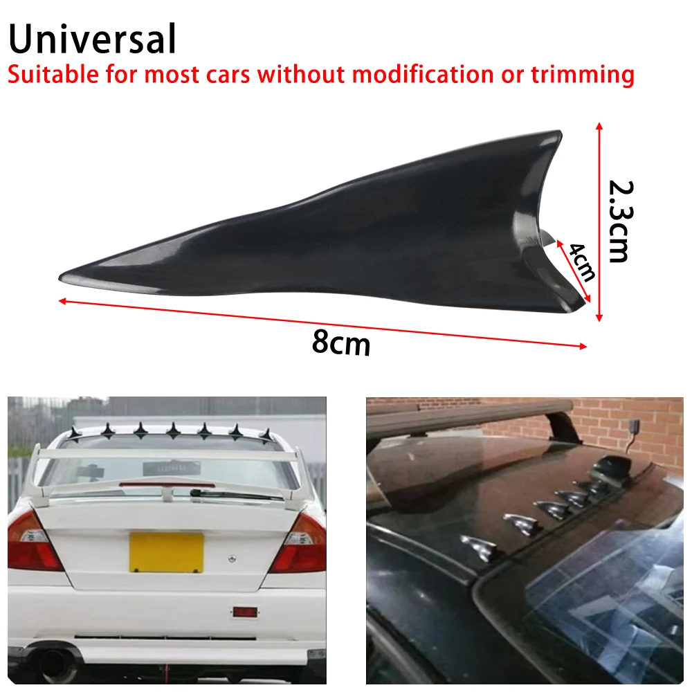 10Pcs Universal PU Hinten Dach Shark Flossen Spoiler Flügel Kit Auto Dach Spoiler Stoßstange Spoiler Shark Fin Diffusor Vortex generator