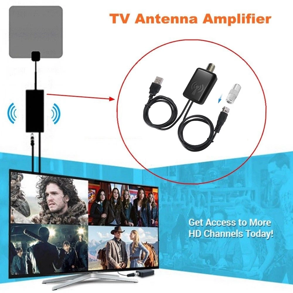 4K High-Definition Digital Tv Antenna Amplifier Signal Booster Low-Noise High-Gain Signal Receiver Tv Antenna Accessories Enhance Signal Stability