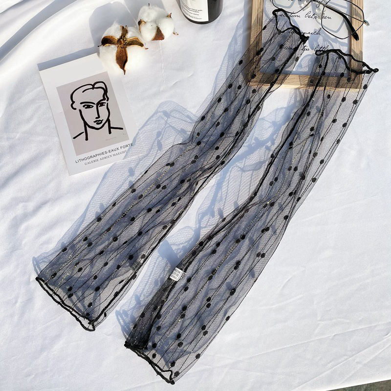 夏の日焼け止めレースアームスリーブ女性アームカバーファッションクラシック UV 保護アイスアーム袖口指なし運転手袋ミトン