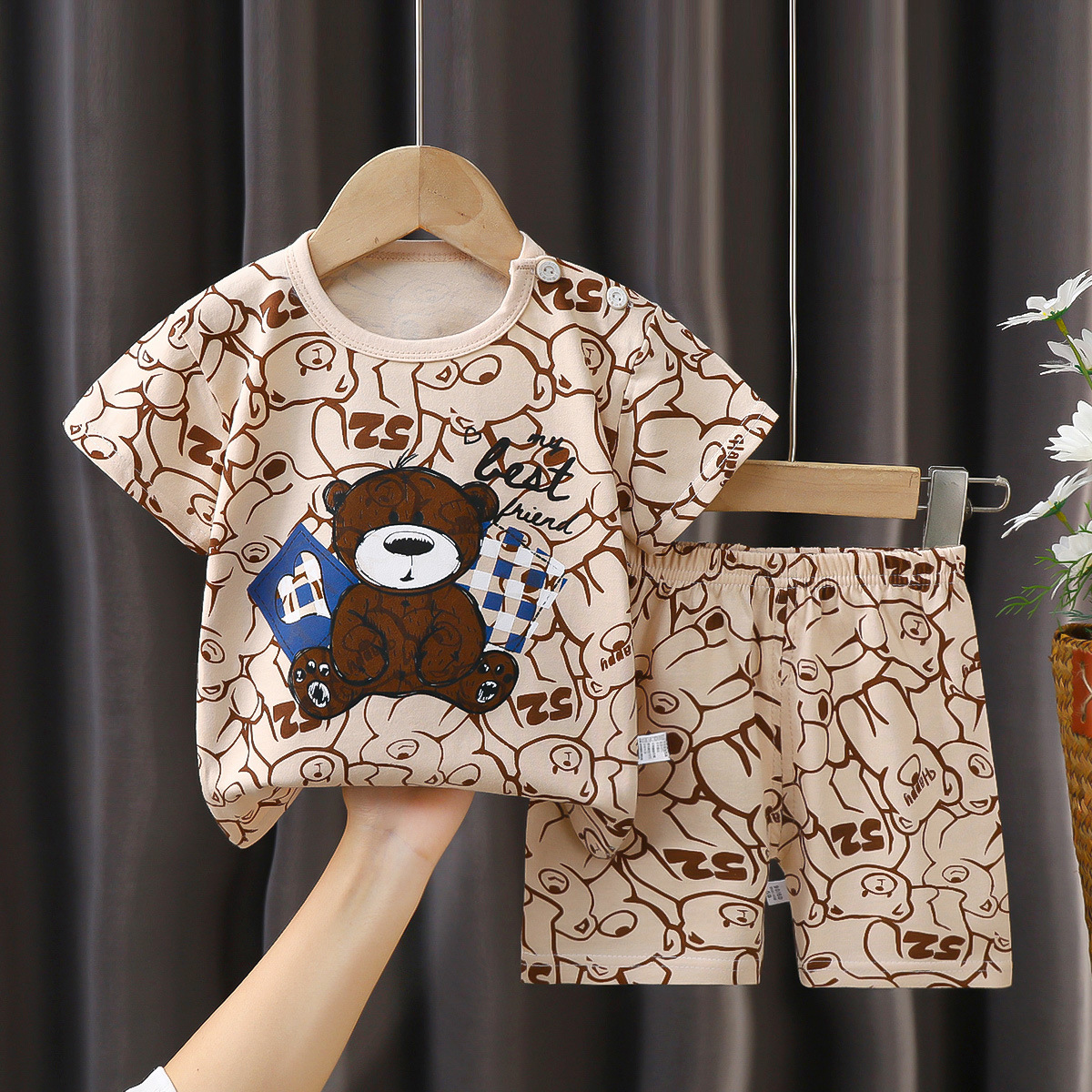 Conjuntos de 2 uds para niños, ropa para madres y niños, camiseta para niños y niñas, pantalones cortos de algodón de verano, ropa de manga corta para bebés, traje para niños pequeños