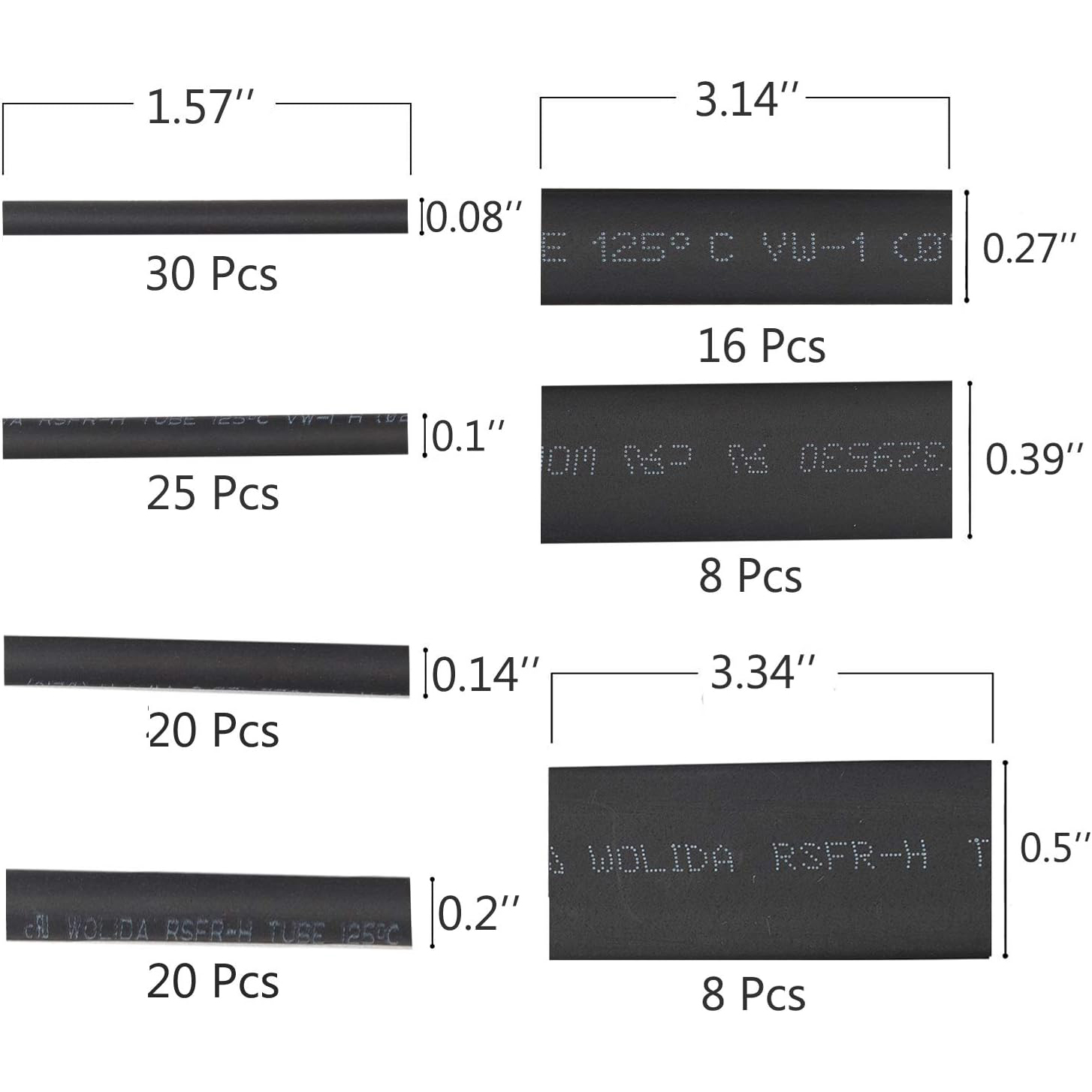 127pcs Heat Shrink Tubing 2:1, Electrical Wire Cable Wrap Assortment Electric Insulation Heat Shrink Tube Kit (7 Sizes)