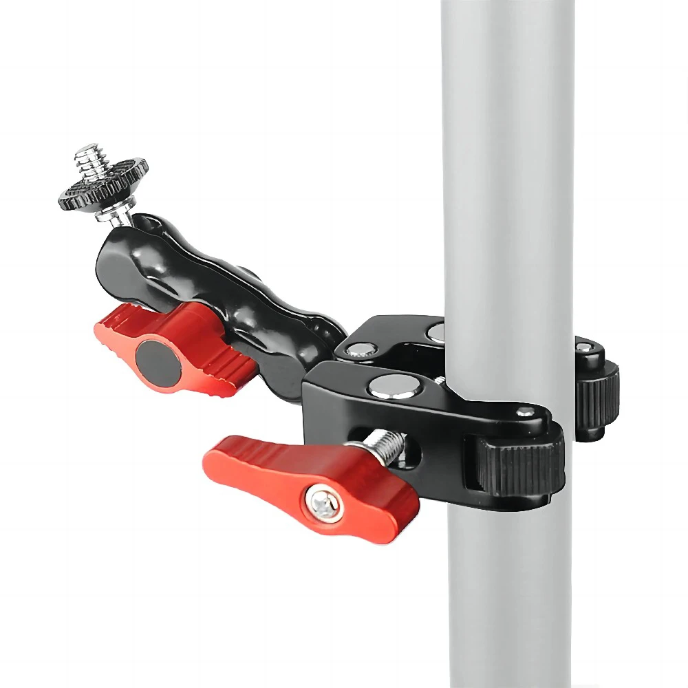 Monitor de montaje con abrazadera para cámara Super Clamp 360 °   Adaptador de cabeza de bola doble con brazo mágico Ballhead para cámara DSLR/Gopro/luces LED/teléfono