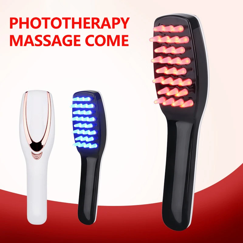 Peine de masaje con vibración eléctrica, luz azul y roja, masaje para el crecimiento del cabello, cepillo para el cabello, fototerapia antipérdida de cabello, peines eléctricos