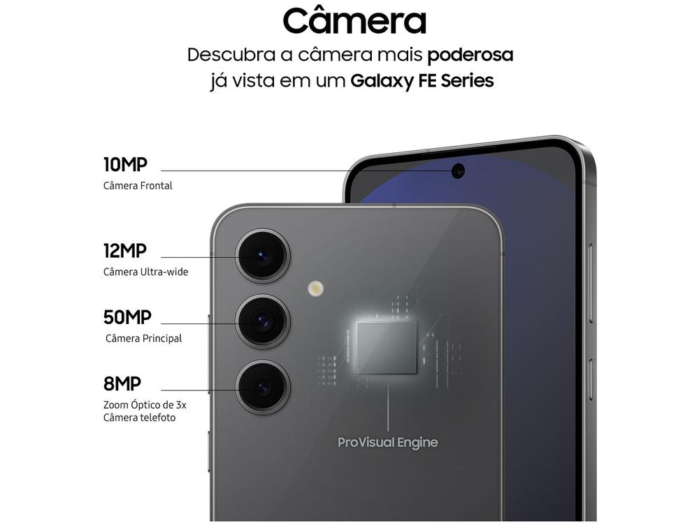 Smartphone Samsung Galaxy S24 FE 128GB Cinza 5G 8GB RAM 6,7" Câm. Tripla + Selfie 10MP