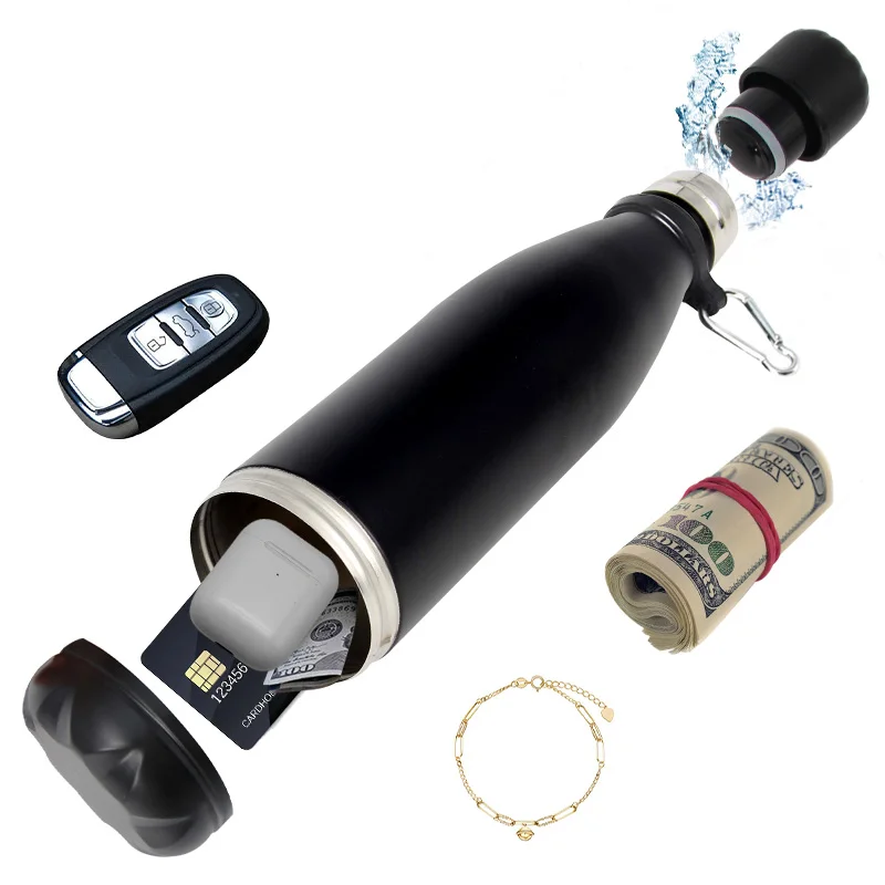 Secret Hidden Safe Diversion Water Bottle Steel Secret Stash Spot Can Hidden Safes Aufbewahrungsfach für Karten Schlüssel Bargeld Geld