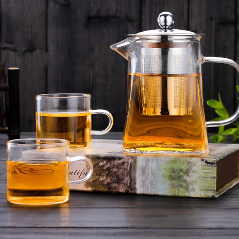 Tetera de cristal con infusor, juego de té, tetera, infusores, jarra, servicio de té, cocina, comedor, Bar, Kit de té para el hogar, tetera de cristal Samovar