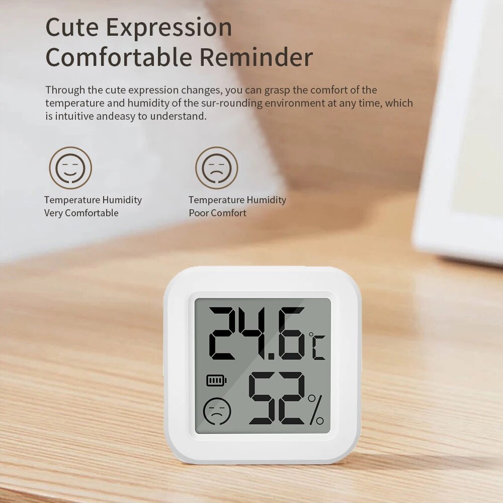 ONENUO Bluetooth Temperature Humidity Sensor Mini LCD Screen Smart Tuya APP Remote Voice Control Google Thermometer Hygrometer