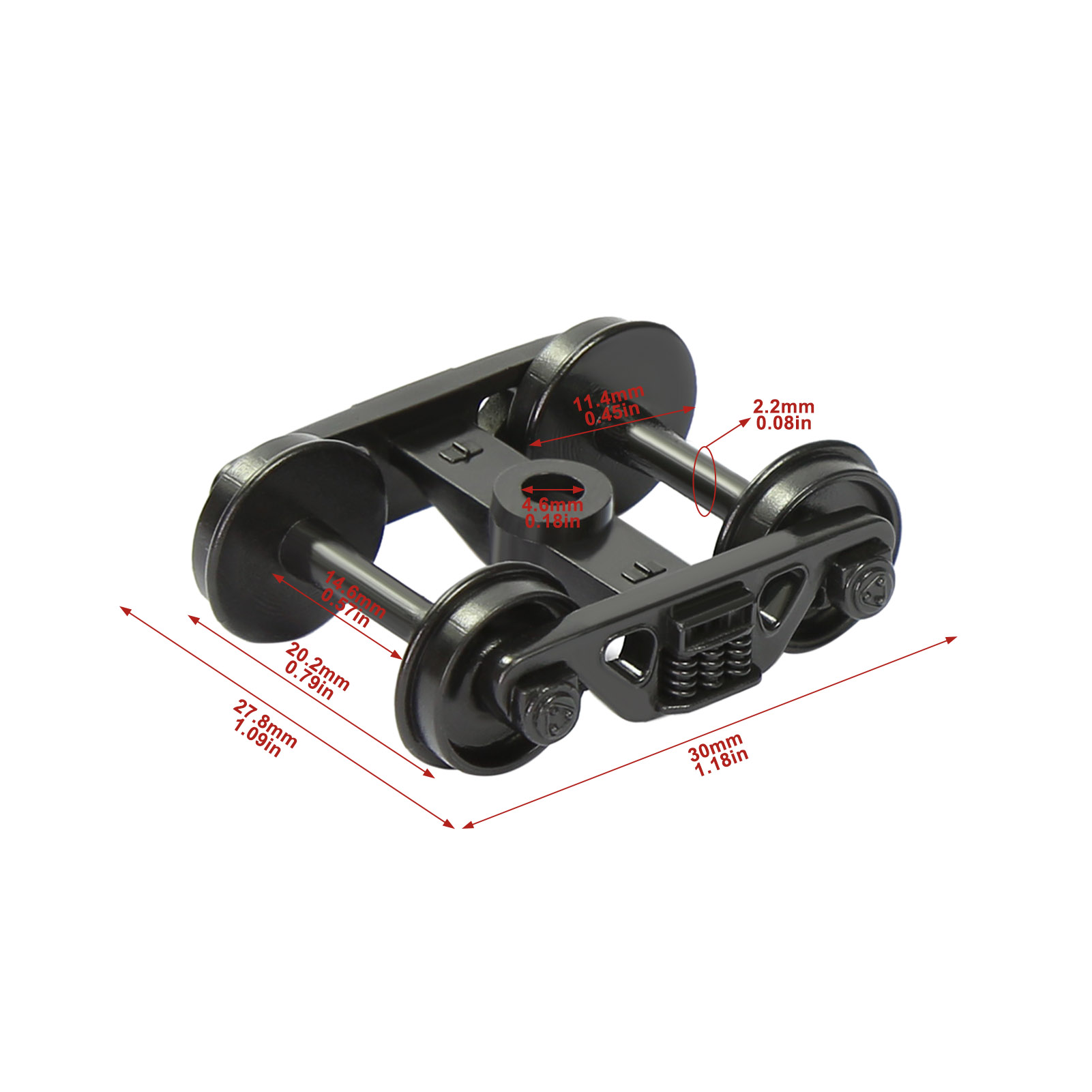 Evemodelベアリングトラックモデル鉄道、自由奔放に生きる、hp22cho、3スプリングポムバギー、36 "プラスチックホイール、1:87、12個