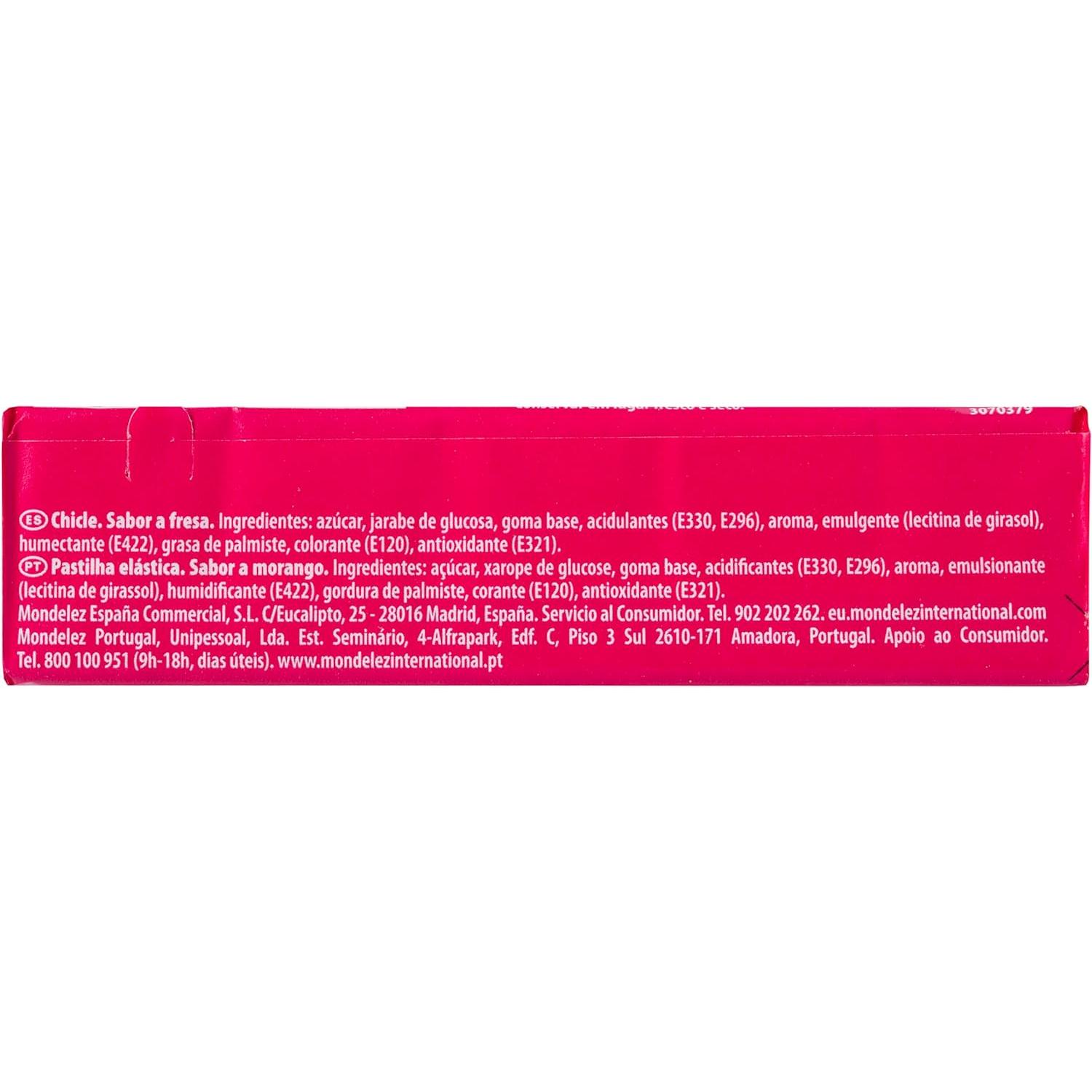 Bubbaloo Chicles Fresa - Formato stick - Caja con 18 paquetes de 38g cada uno